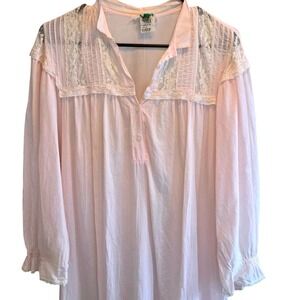 Juli of Slumbertogs Vintage Pink Lace Trim Nightgown Size S